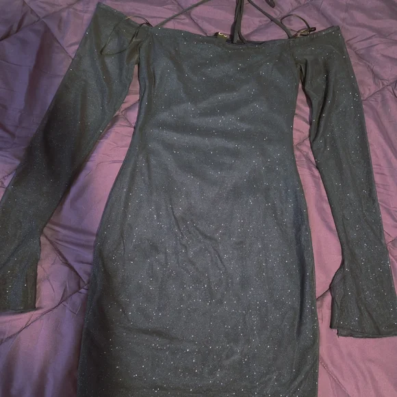 Windsor Navy Blue Off The Shoulder Short Dress - Picture 2 of 5